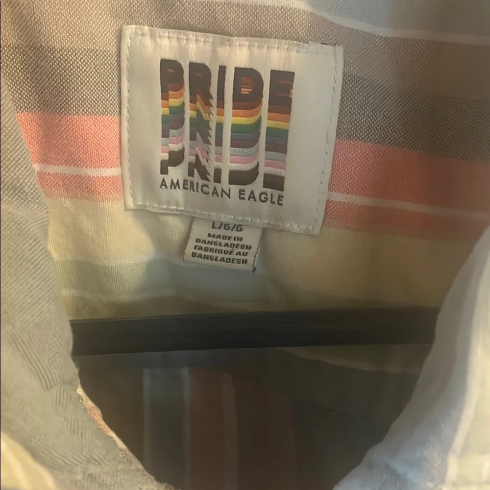 Men's Multicolor Striped Shirt American Eagle - Picture 2 of 4